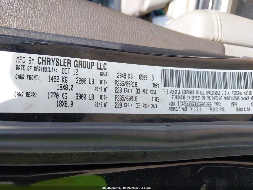 1C4RDJDG3DC601366 2013 DODGE DURANGO photo no. 9