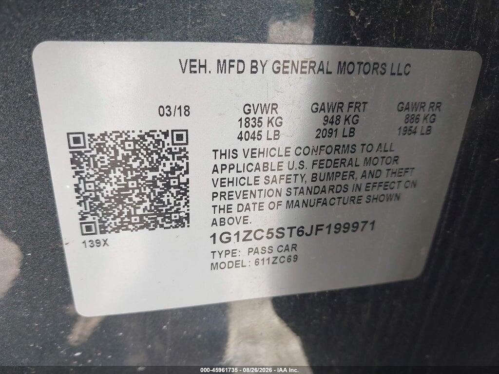1G1ZC5ST6JF199971 2018 CHEVROLET MALIBU photo no. 9