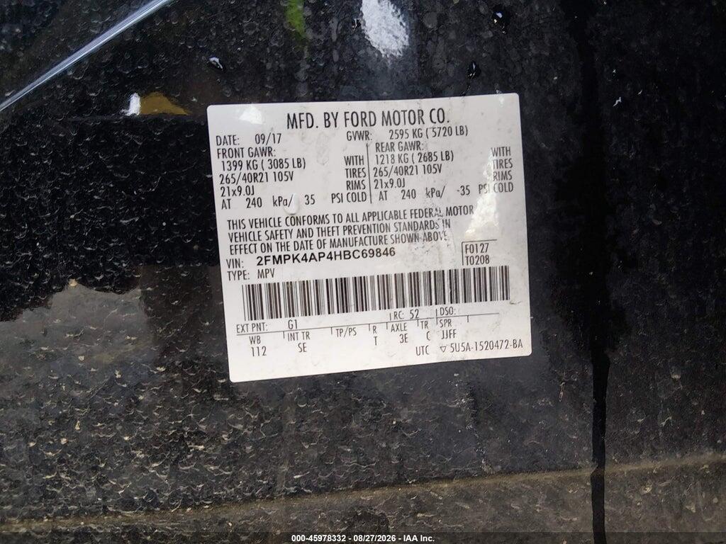 2FMPK4AP4HBC69846 2017 FORD EDGE photo no. 9