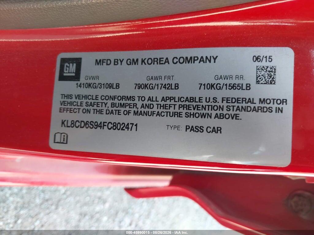 KL8CD6S94FC802471 2015 CHEVROLET SPARK photo no. 9