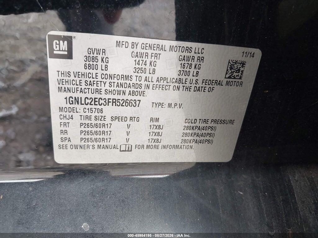 1GNLC2EC3FR526637 2015 CHEVROLET TAHOE photo no. 9
