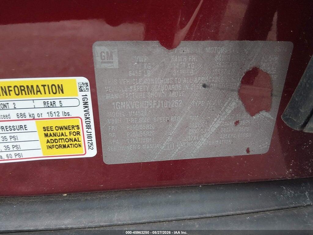 1GNKVGKD8FJ101252 2015 CHEVROLET TRAVERSE photo no. 9