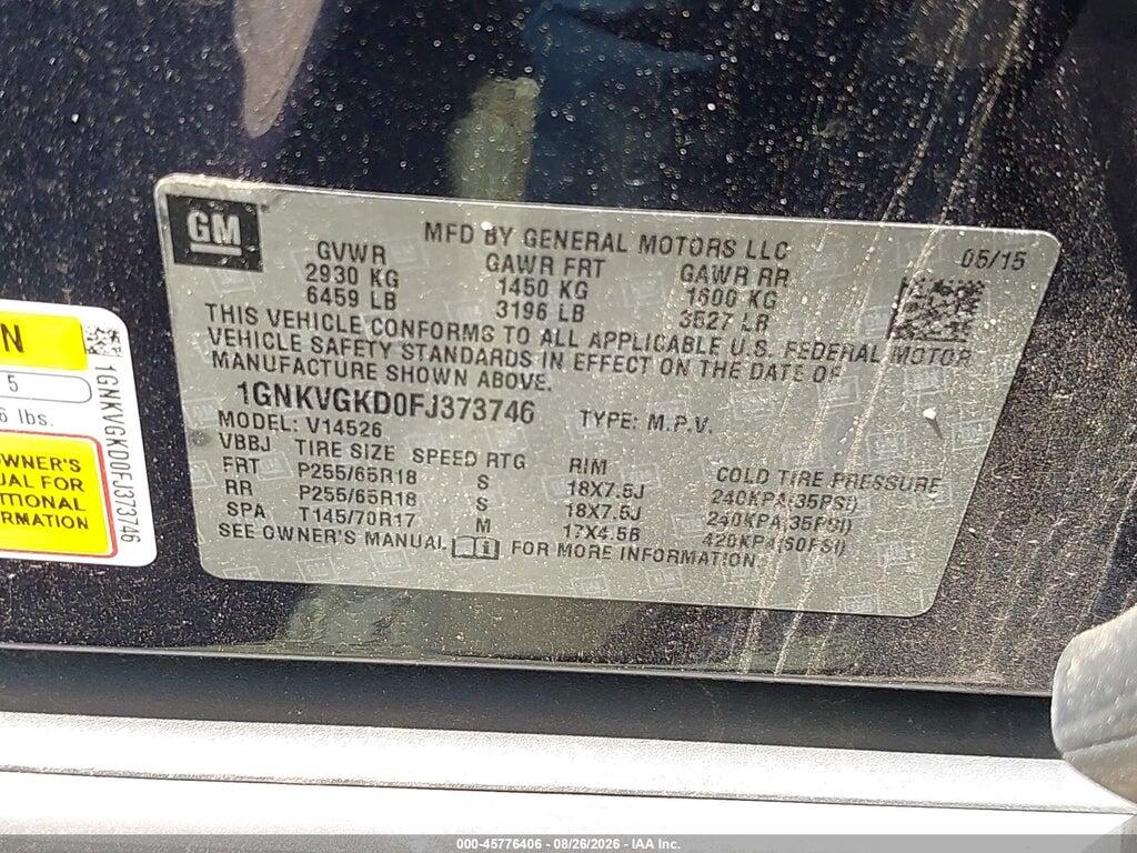 1GNKVGKD0FJ373746 2015 CHEVROLET TRAVERSE photo no. 9