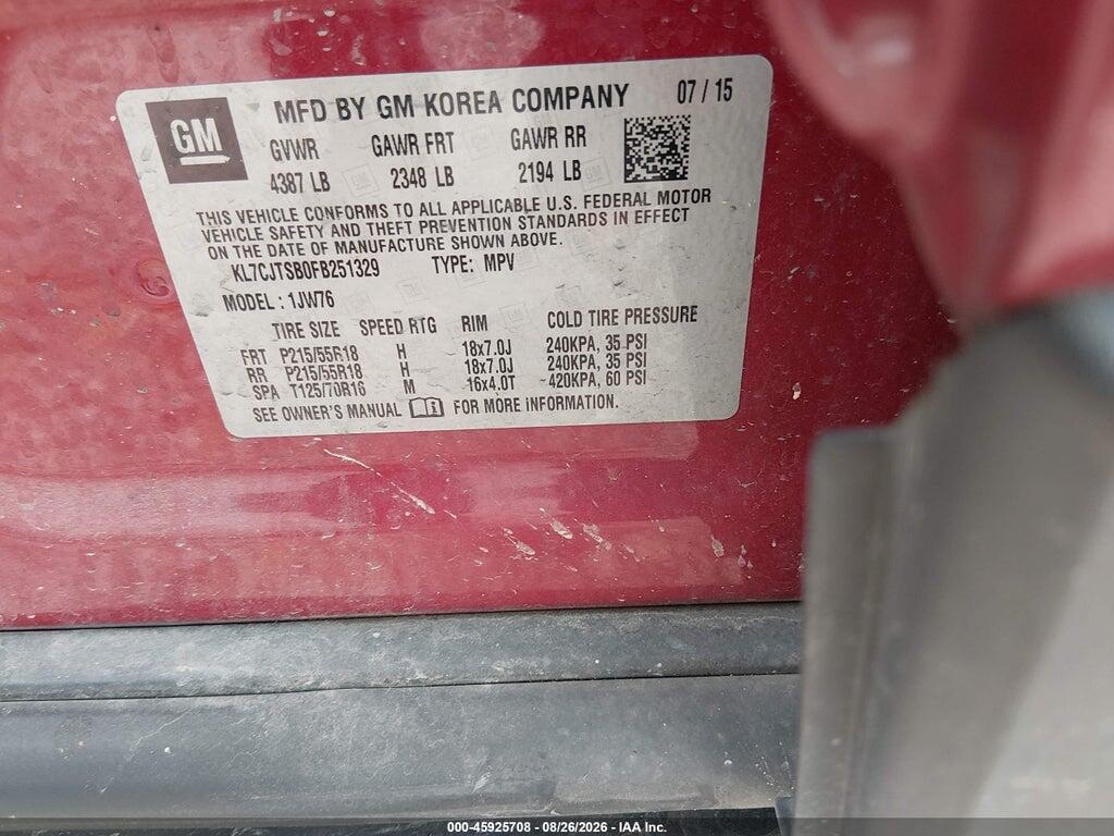 KL7CJTSB0FB251329 2015 CHEVROLET TRAX photo no. 9