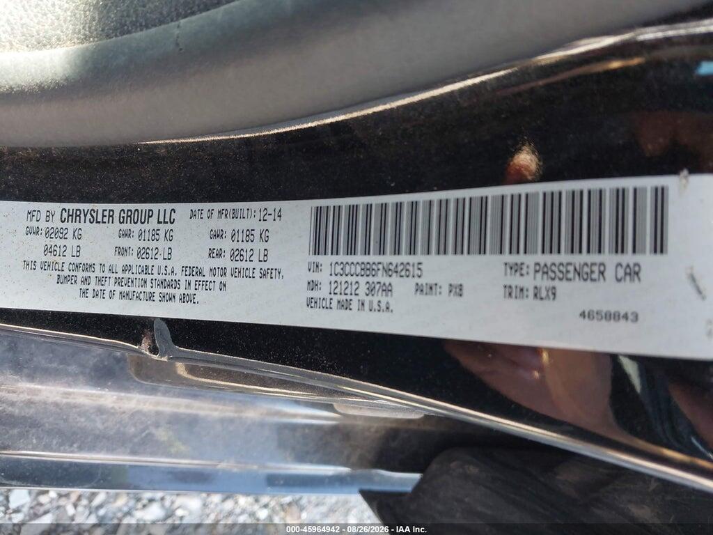 1C3CCCBB6FN642615 2015 CHRYSLER 200 photo no. 9