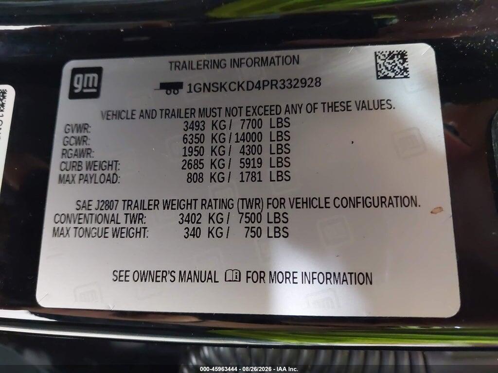 1GNSKCKD4PR332928 2023 CHEVROLET SUBURBAN photo no. 9