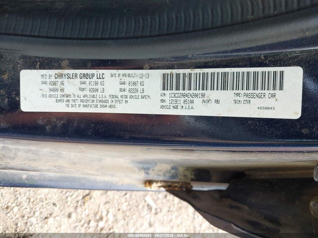 1C3CDZAB4EN200190 2014 DODGE AVENGER photo no. 9