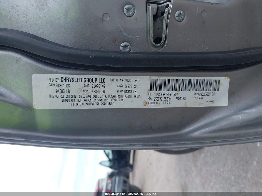 1C3CDFBB7ED851834 2014 DODGE DART photo no. 9
