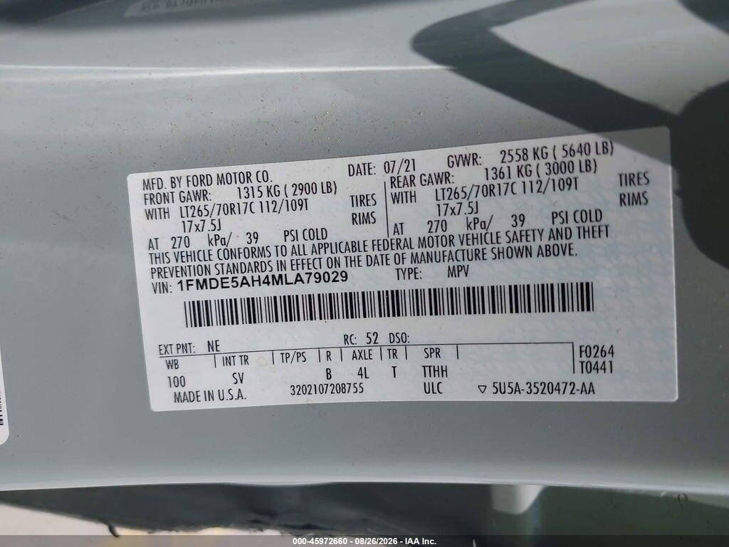 1FMDE5AH4MLA79029 2021 FORD BRONCO photo no. 9