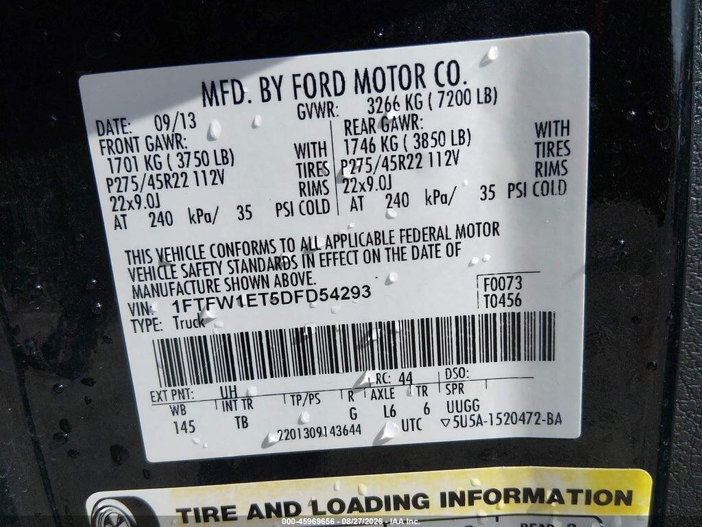 1FTFW1ET5DFD54293 2013 FORD F-150 photo no. 9