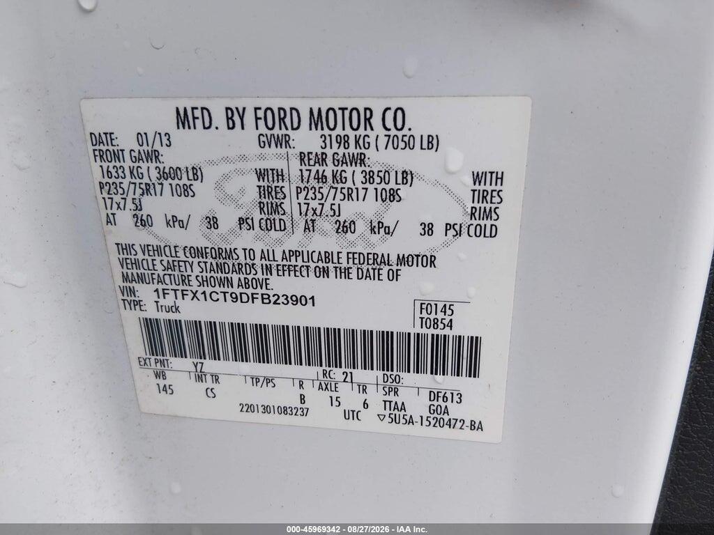 1FTFX1CT9DFB23901 2013 FORD F-150 photo no. 9