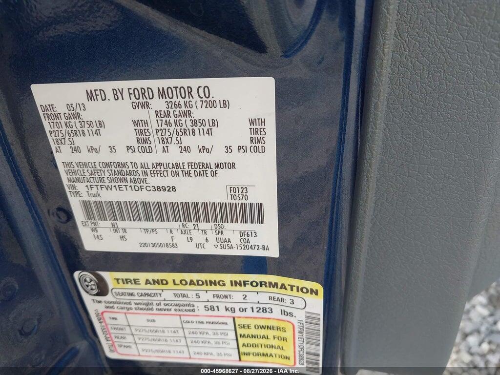 1FTFW1ET1DFC38928 2013 FORD F-150 photo no. 9