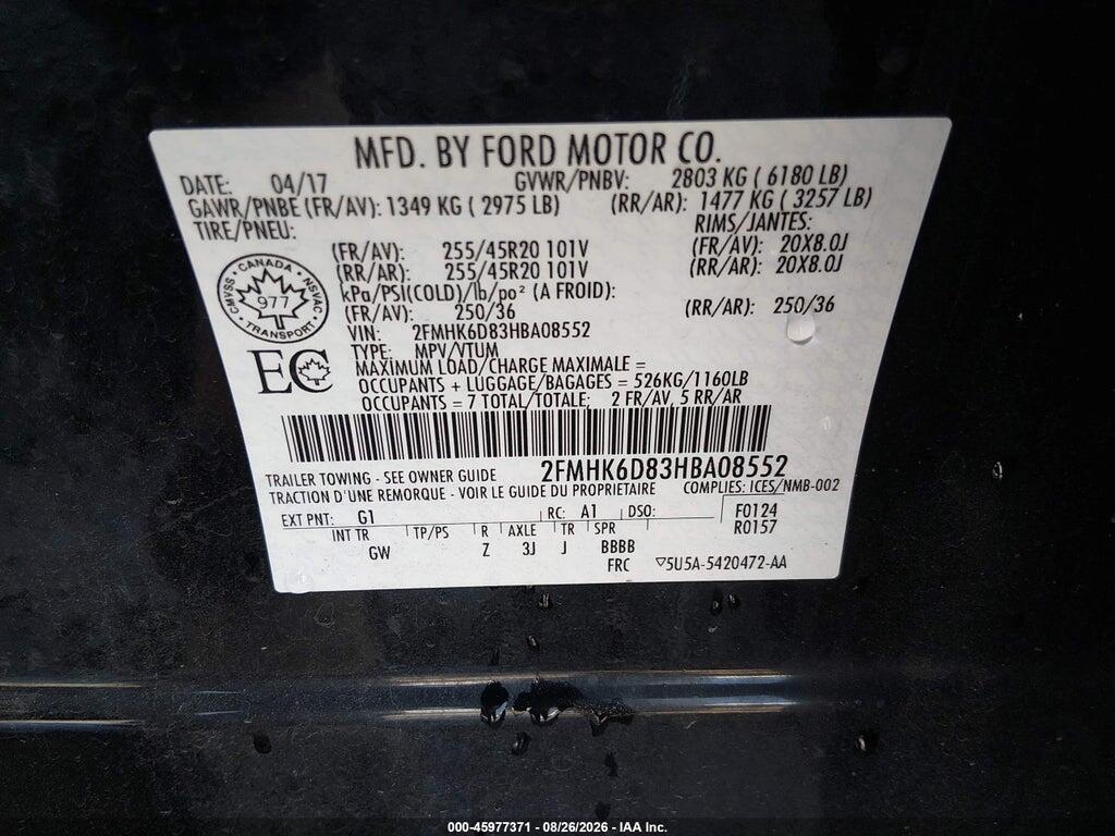 2FMHK6D83HBA08552 2017 FORD FLEX photo no. 9