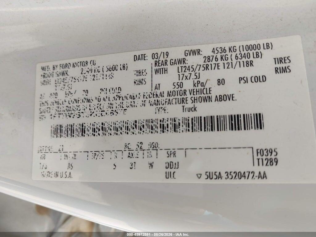 1FT7W2BT3KEE66575 2019 FORD F-250 photo no. 9