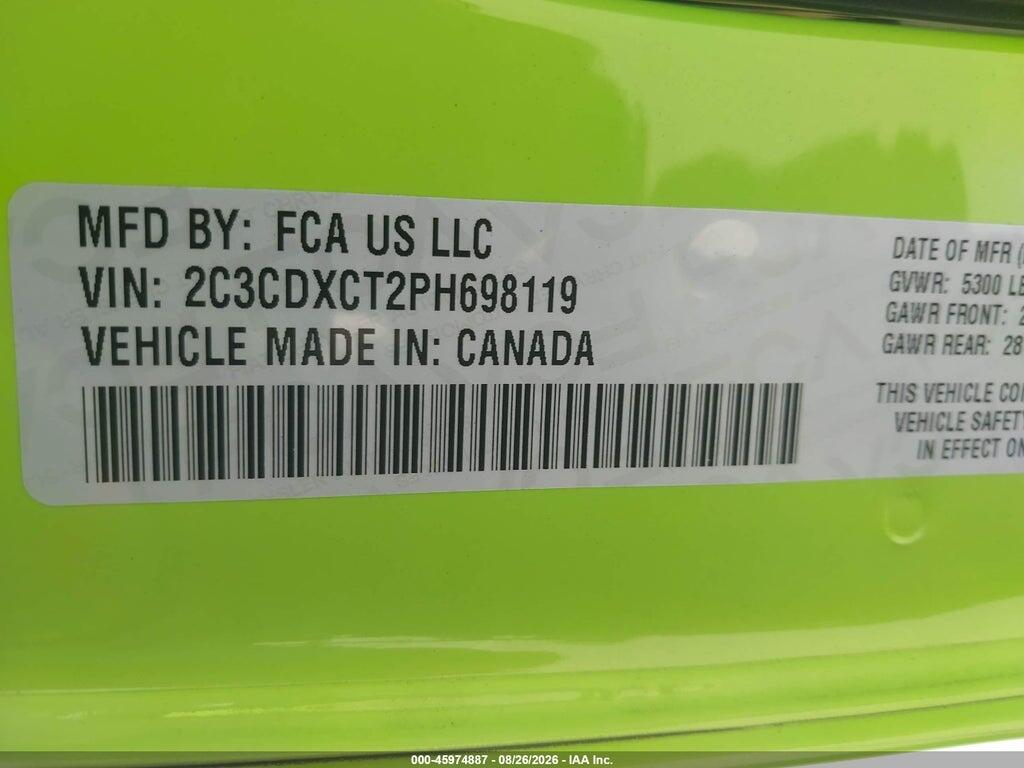 2C3CDXCT2PH698119 2023 DODGE CHARGER photo no. 9
