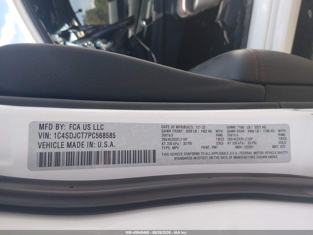 1C4SDJCT7PC568585 2023 DODGE DURANGO photo no. 9