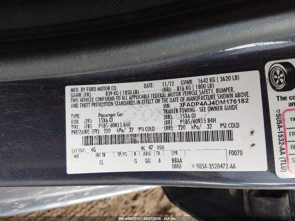 3FADP4AJ4DM176182 2013 FORD FIESTA photo no. 9