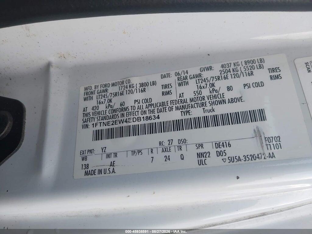 1FTNE2EW4EDB18634 2014 FORD E-250 photo no. 9