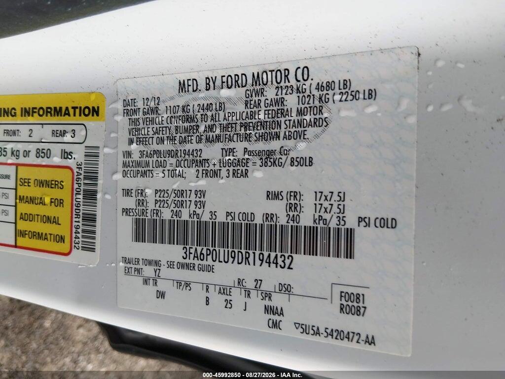 3FA6P0LU9DR194432 2013 FORD FUSION HYBRID photo no. 9