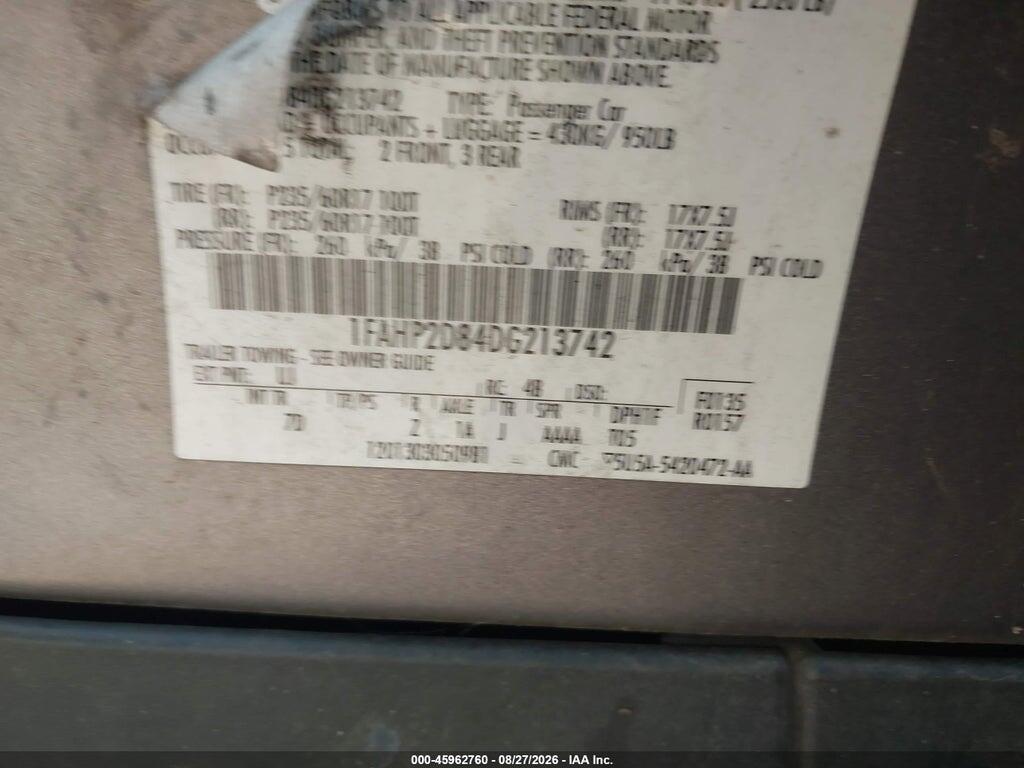 1FAHP2D84DG213742 2013 FORD TAURUS photo no. 9