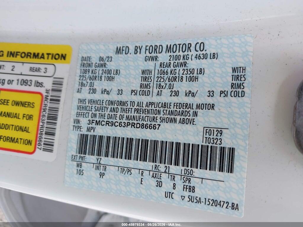 3FMCR9C63PRD86667 2023 FORD BRONCO SPORT photo no. 9