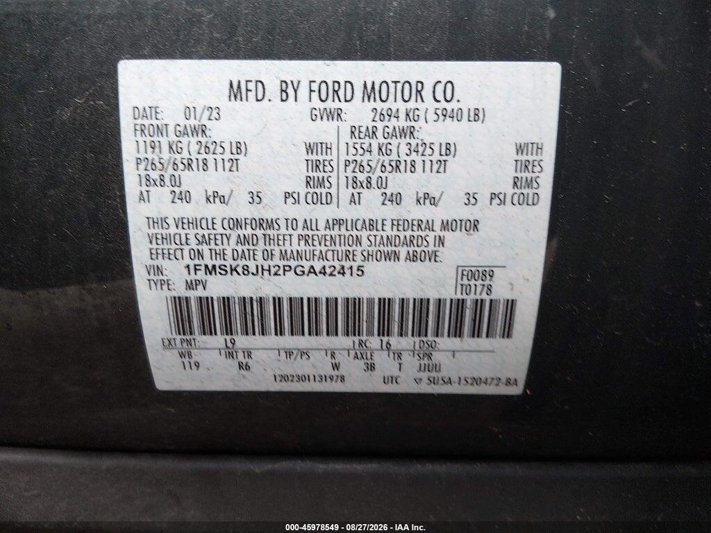 1FMSK8JH2PGA42415 2023 FORD EXPLORER photo no. 9