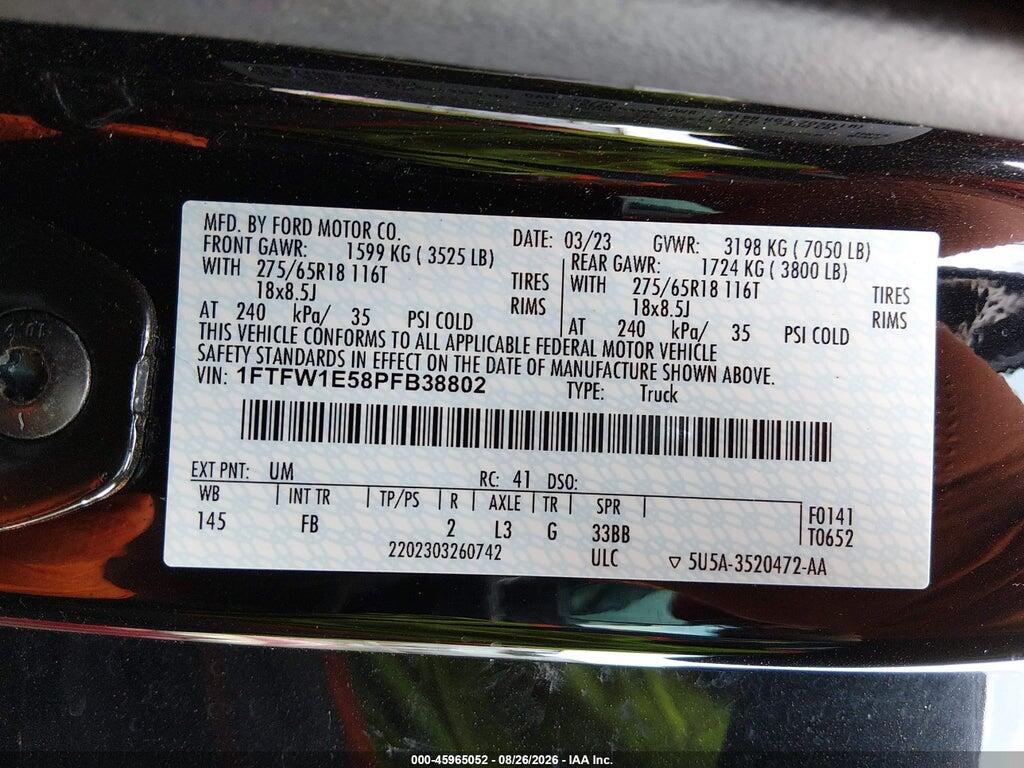 1FTFW1E58PFB38802 2023 FORD F-150 photo no. 9