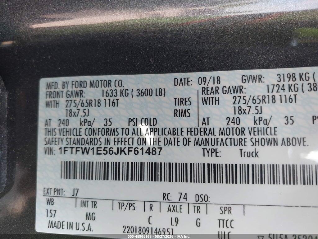 1FTFW1E56JKF61487 2018 FORD F-150 photo no. 9
