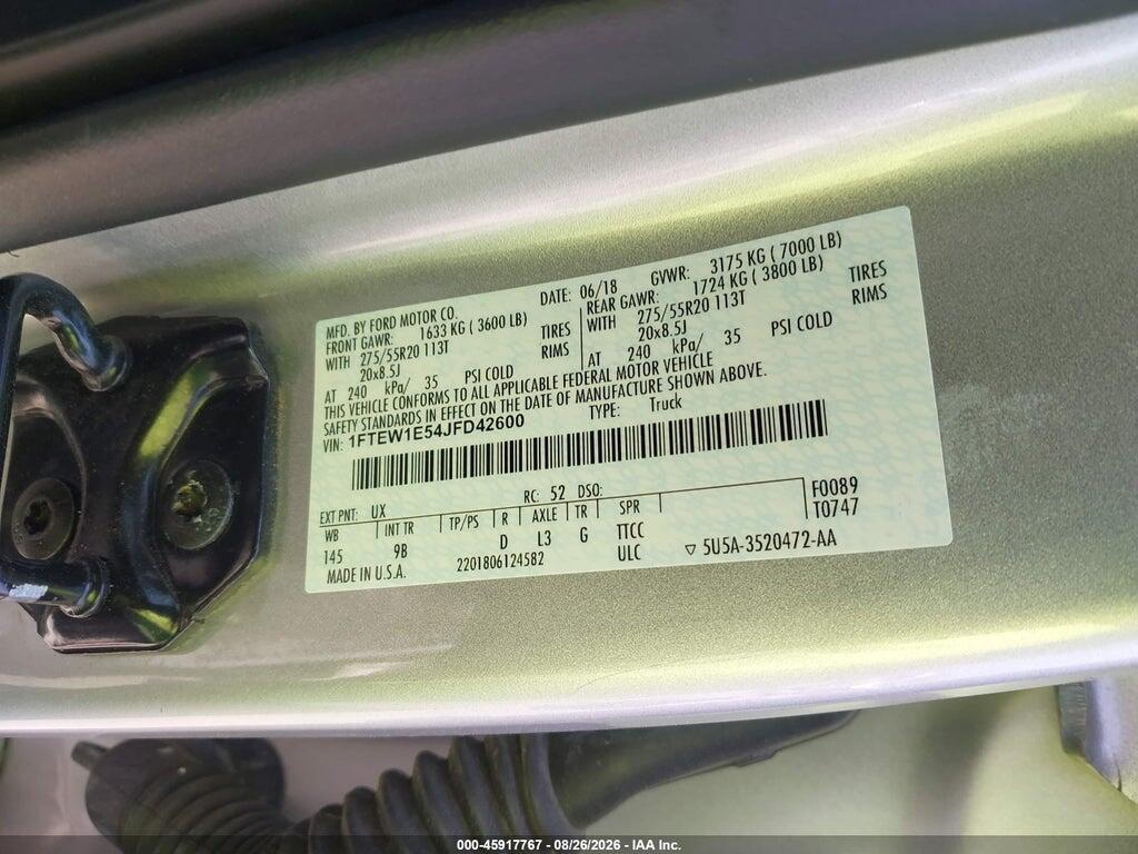 1FTEW1E54JFD42600 2018 FORD F-150 photo no. 9