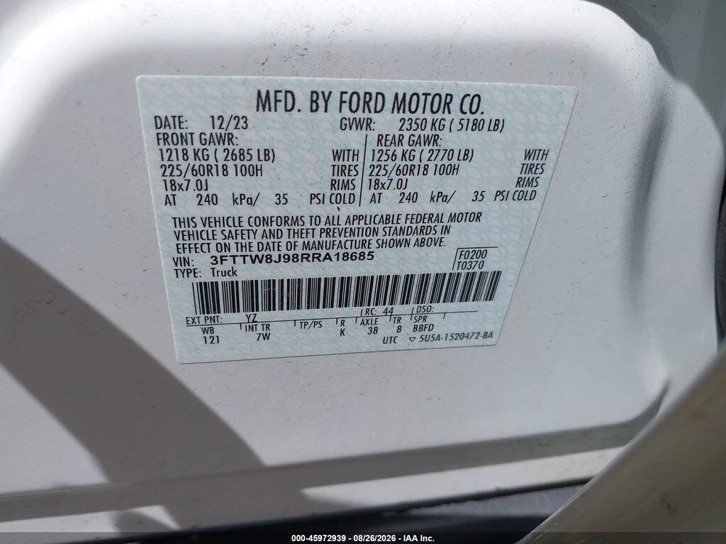 3FTTW8J98RRA18685 2024 FORD MAVERICK photo no. 9
