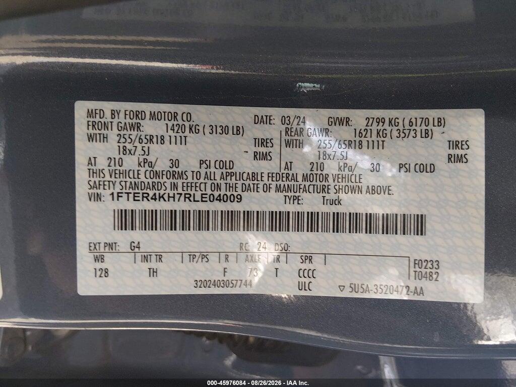 1FTER4KH7RLE04009 2024 FORD RANGER photo no. 9
