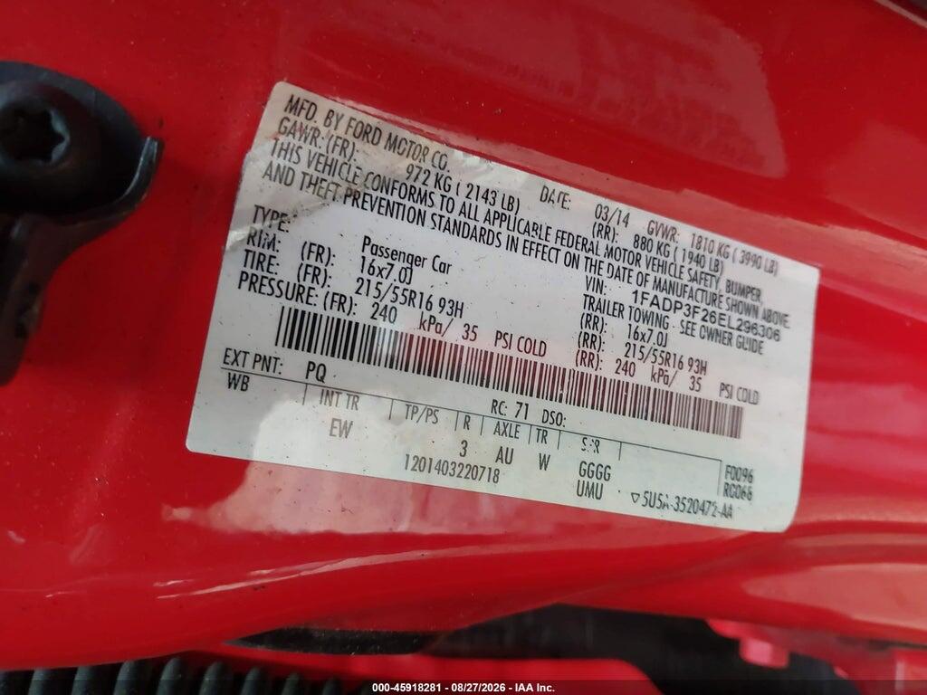 1FADP3F26EL296306 2014 FORD FOCUS photo no. 9