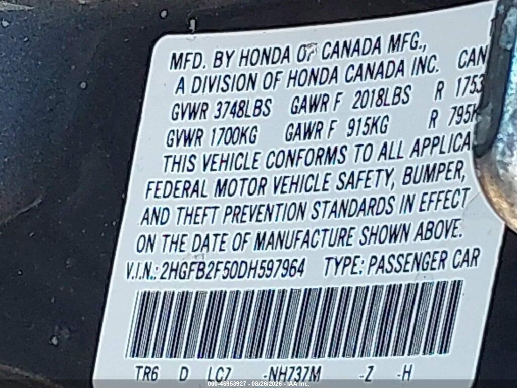 2HGFB2F50DH597964 2013 HONDA CIVIC photo no. 9