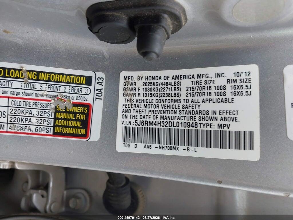 5J6RM4H32DL010948 2013 HONDA CR-V photo no. 9