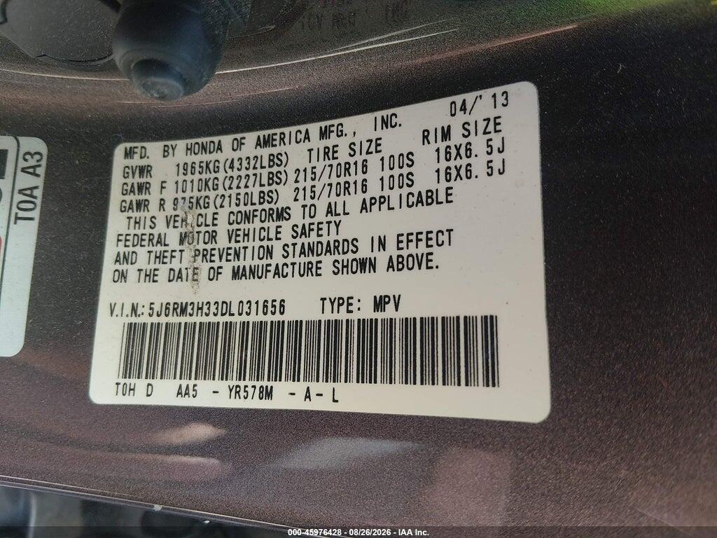 5J6RM3H33DL031656 2013 HONDA CR-V photo no. 9