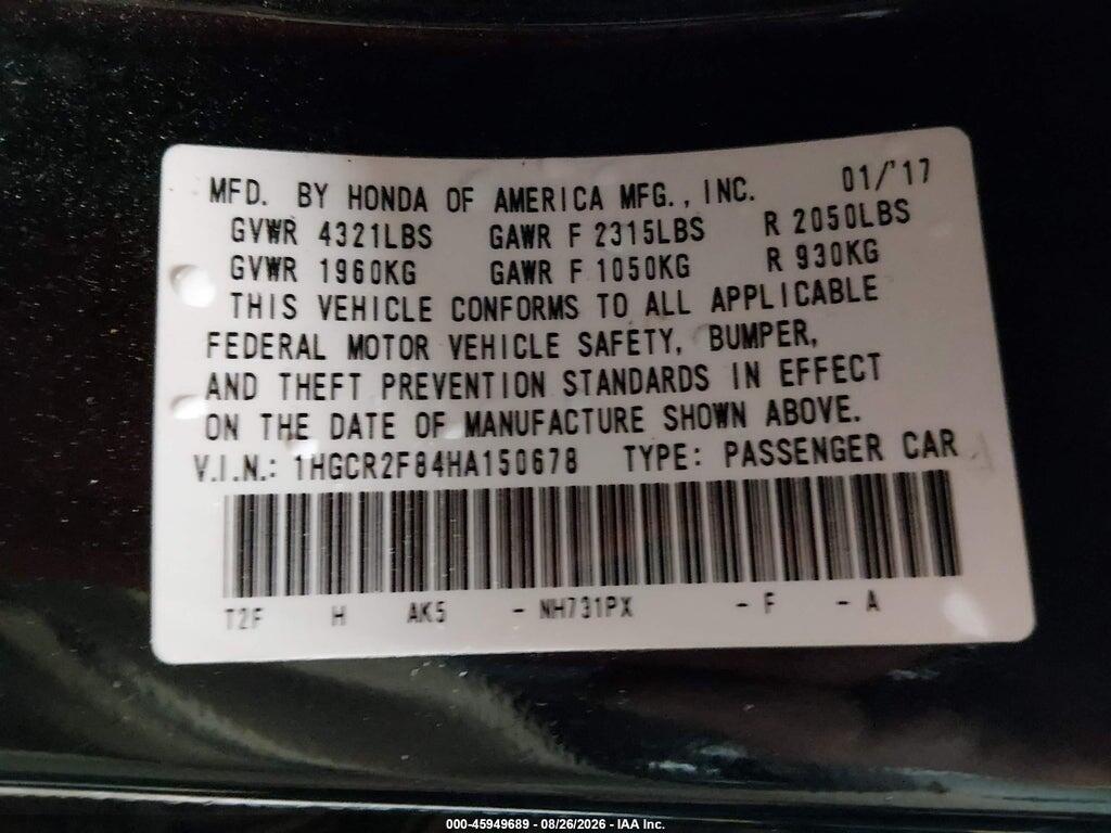 1HGCR2F84HA150678 2017 HONDA ACCORD photo no. 9