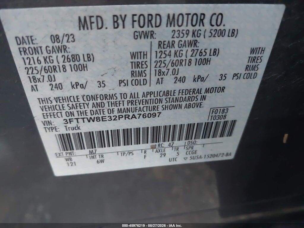3FTTW8E32PRA76097 2023 FORD MAVERICK photo no. 9