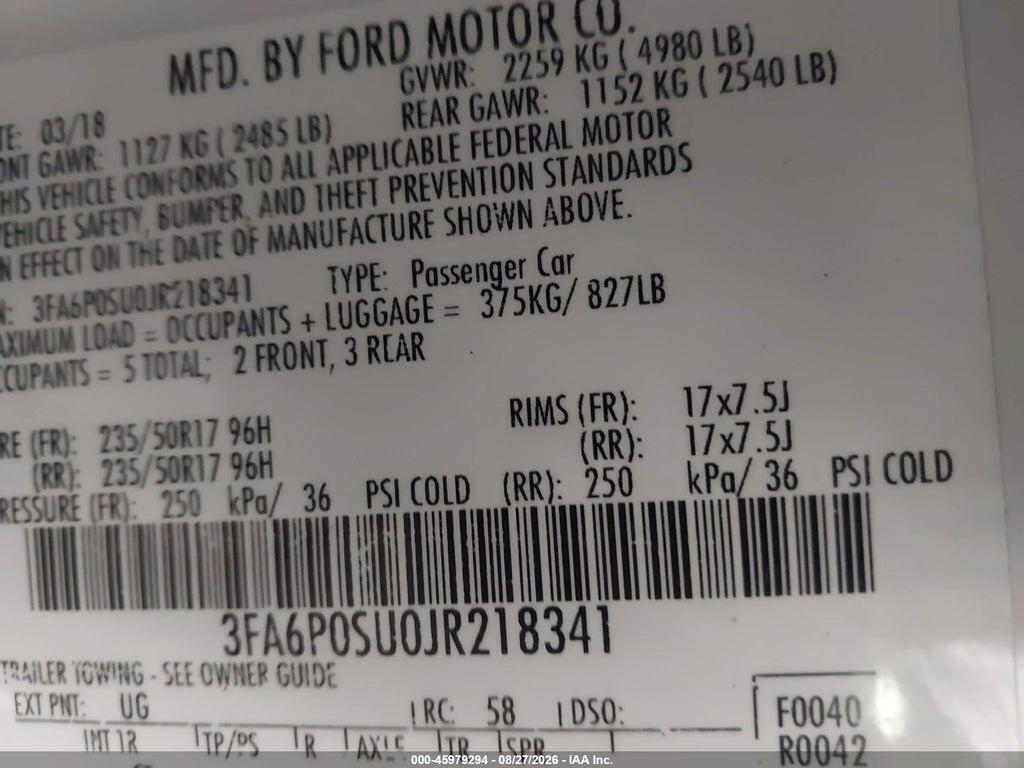 3FA6P0SU0JR218341 2018 FORD FUSION ENERGI photo no. 9