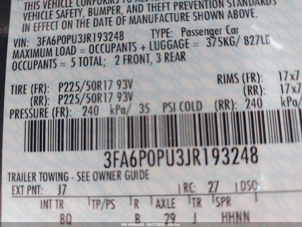 3FA6P0PU3JR193248 2018 FORD FUSION ENERGI photo no. 9