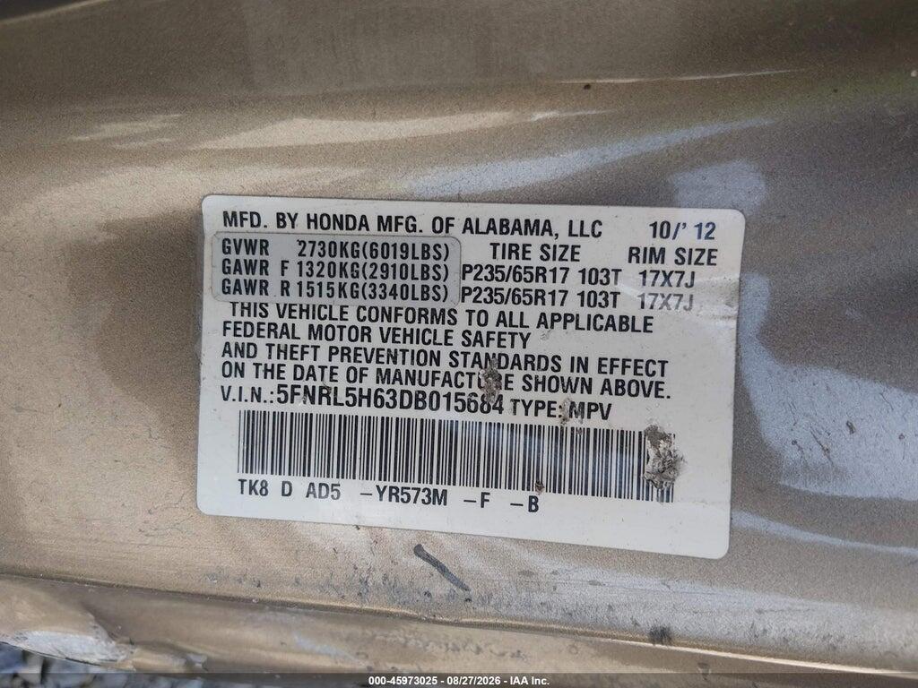 5FNRL5H63DB015684 2013 HONDA ODYSSEY photo no. 9