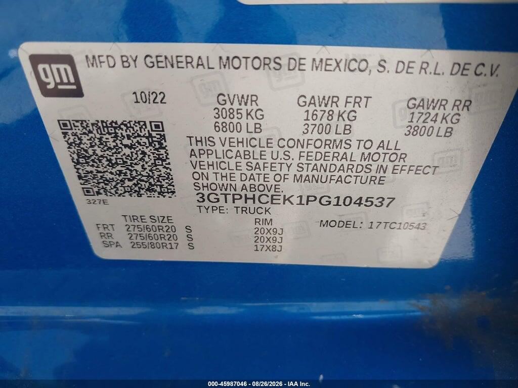 3GTPHCEK1PG104537 2023 GMC SIERRA 1500 photo no. 9