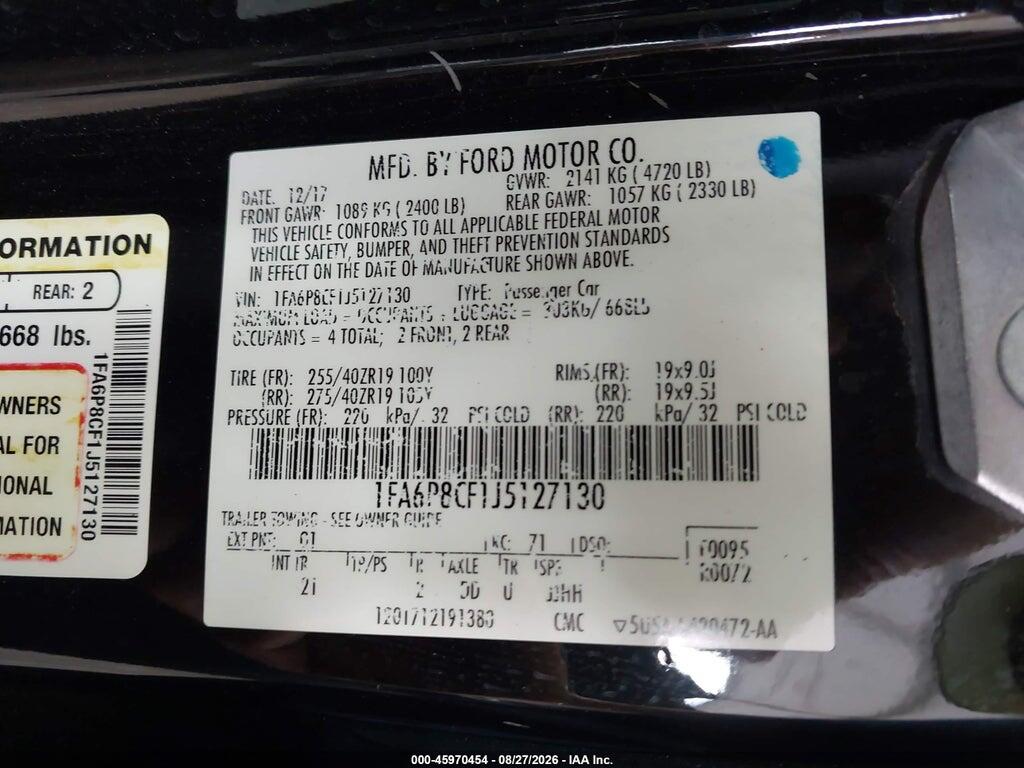 1FA6P8CF1J5127130 2018 FORD MUSTANG photo no. 9