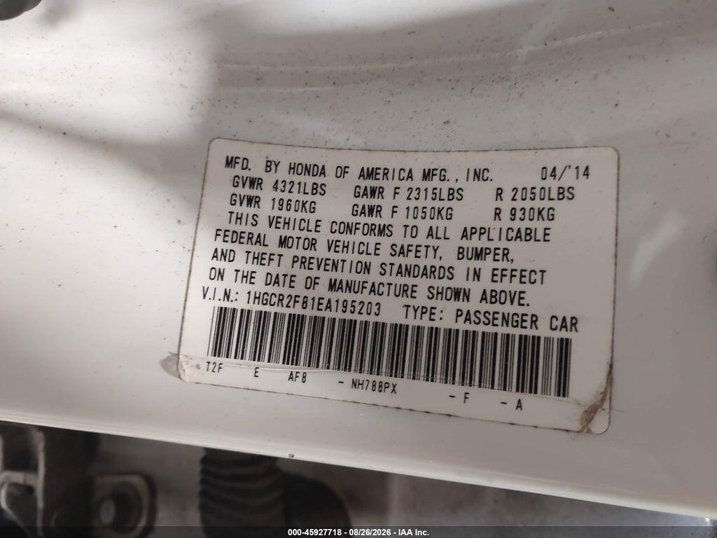 1HGCR2F81EA195203 2014 HONDA ACCORD photo no. 9