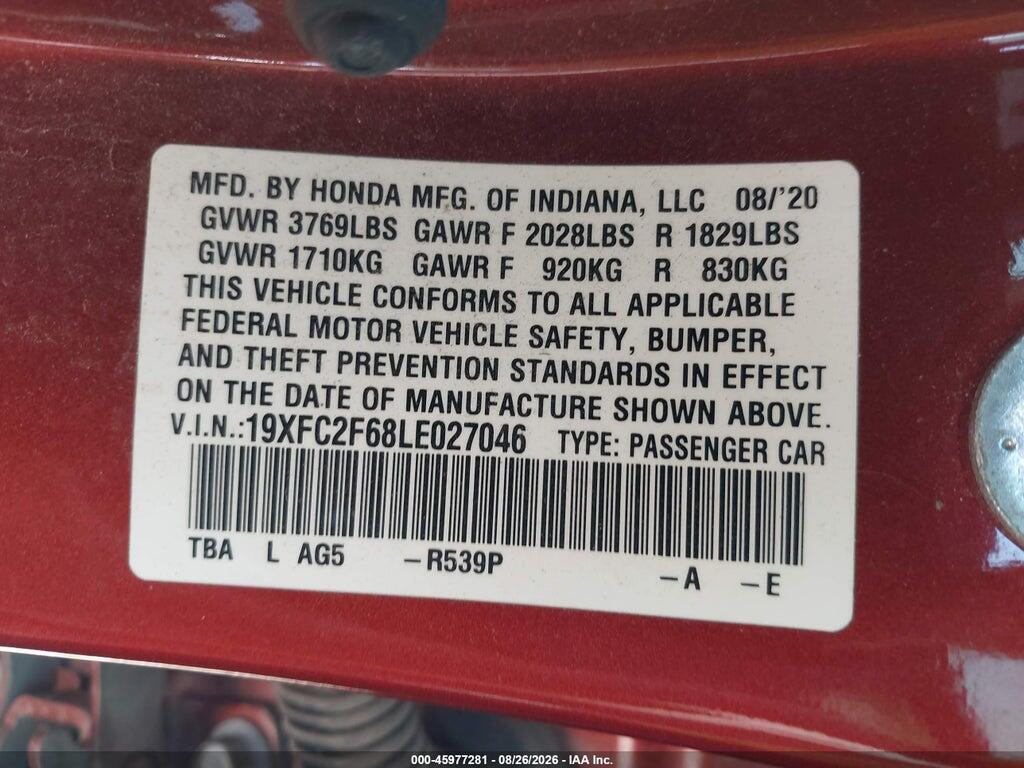 19XFC2F68LE027046 2020 HONDA CIVIC photo no. 9