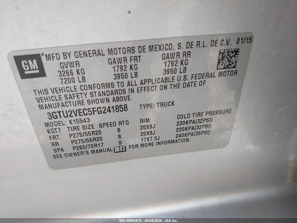 3GTU2VEC5FG241858 2015 GMC SIERRA 1500 photo no. 9