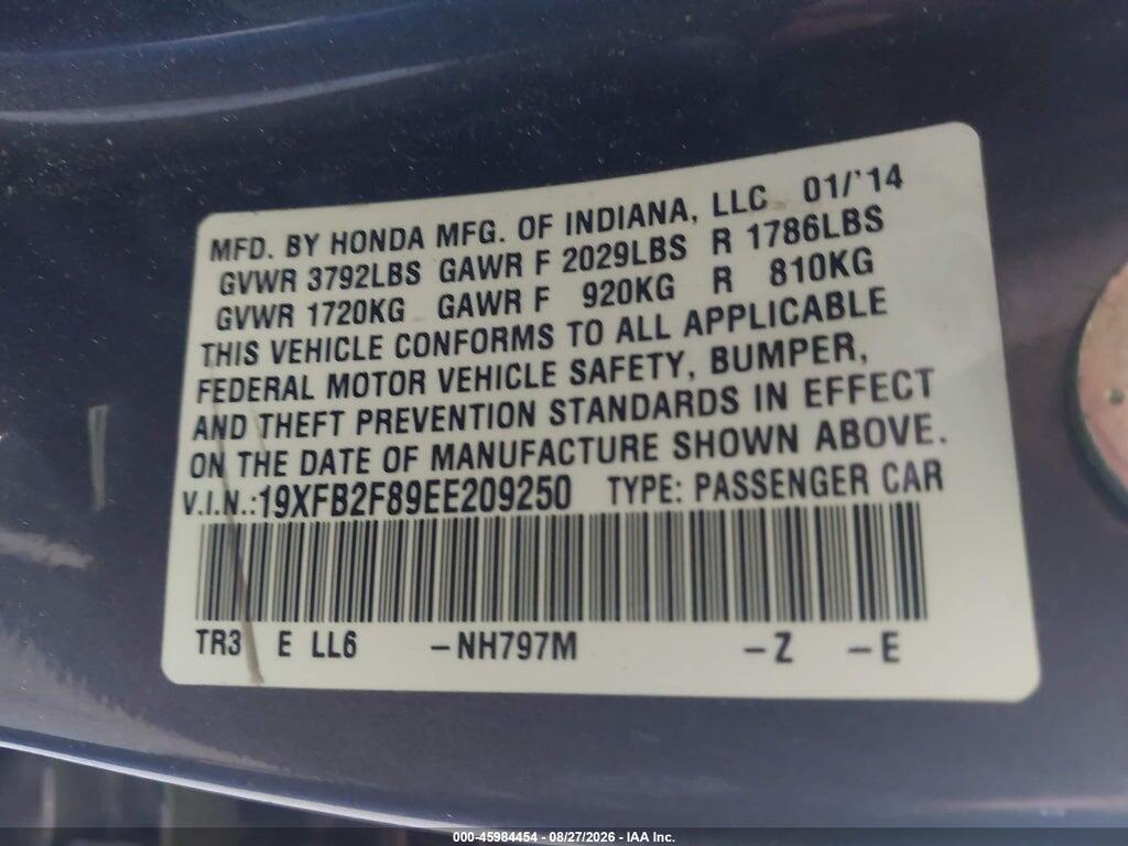 19XFB2F89EE209250 2014 HONDA CIVIC photo no. 9