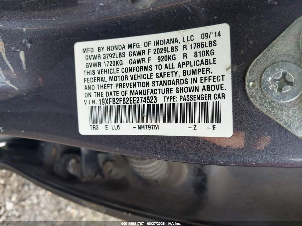 19XFB2F82EE274523 2014 HONDA CIVIC photo no. 9