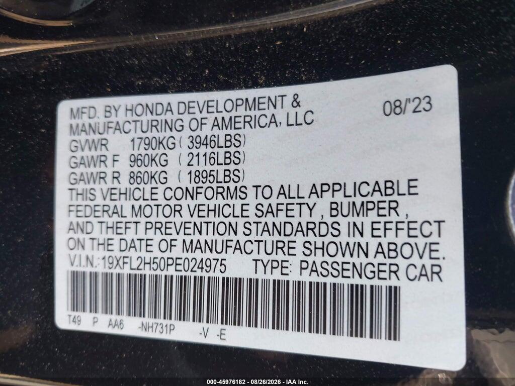 19XFL2H50PE024975 2023 HONDA CIVIC photo no. 9