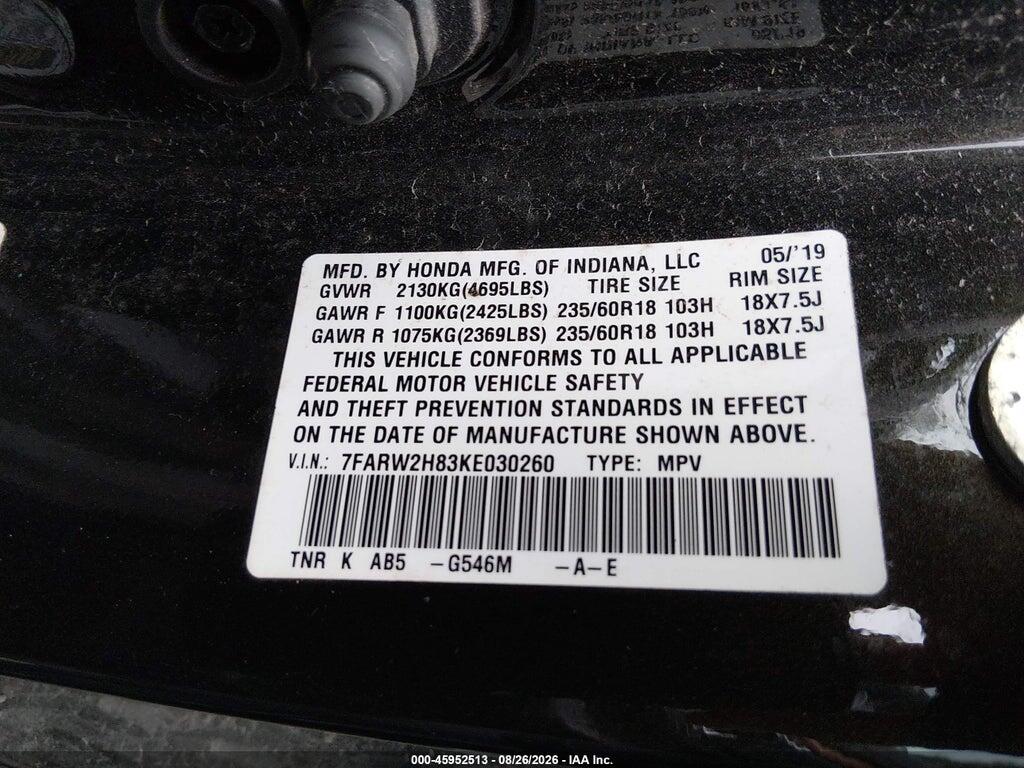 7FARW2H83KE030260 2019 HONDA CR-V photo no. 9