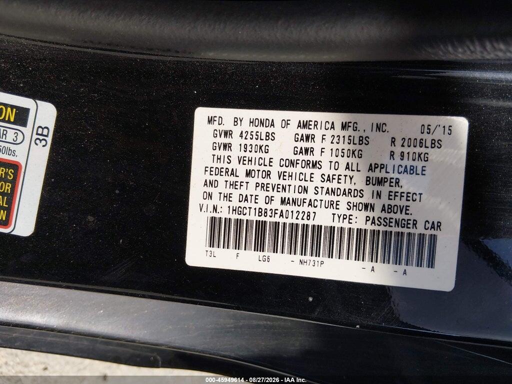 1HGCT1B83FA012287 2015 HONDA ACCORD photo no. 9